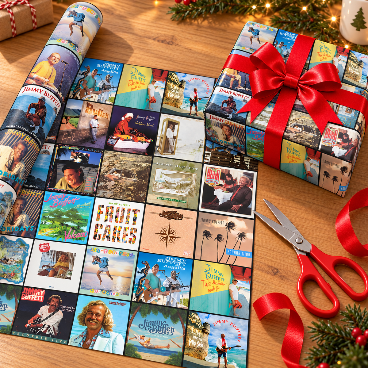 Jimmy Buffett Album Cover Wrapping Paper Roll – Tropical Music Gift Wrap, Parrothead Christmas Wrapping Paper, Gift for Jimmy Buffett Fans