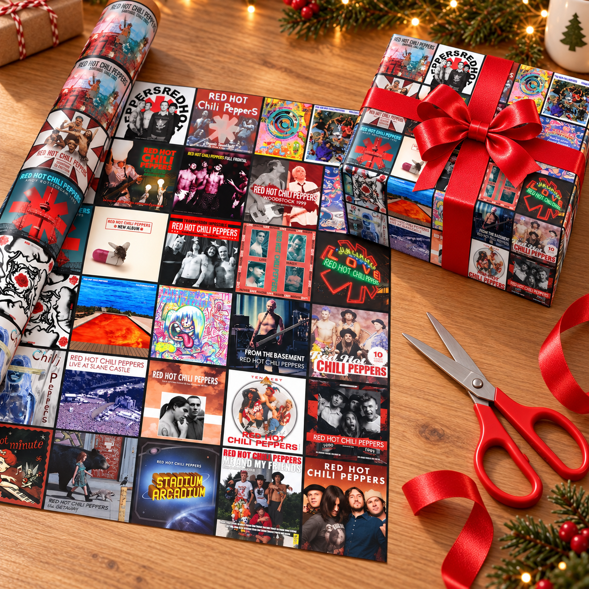 Red Hot Chili Peppers Album Cover Wrapping Paper Roll – Alternative Rock Music Gift Wrap, Christmas Wrapping Paper for RHCP Fans