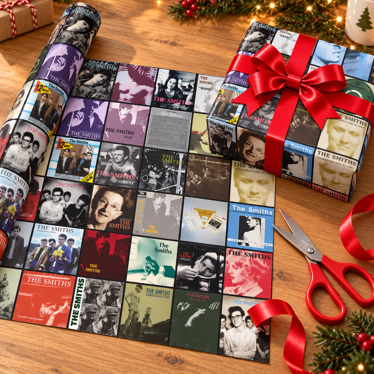 The Smiths Album Cover Wrapping Paper Roll – Indie Rock Music Gift Wrap, Vintage Album Collage Christmas Wrapping Paper for The Smiths Fans