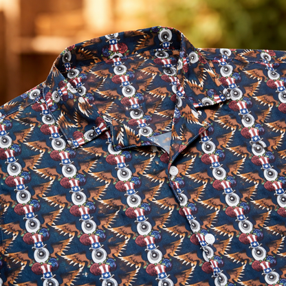 Grateful Dead Accent Hawaiian Shirt – Eagle & Stealie All-Over Print Button-Up