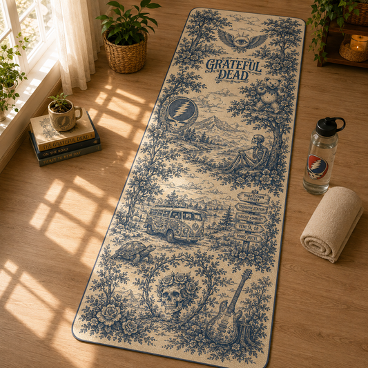 Grateful Dead Toile de Jouy Yoga Mat – Vintage Deadhead Fitness & Exercise Mat