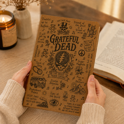 Grateful Dead Vegan Leather Journal, Grateful Dead Notebook, Stealie Skull Writing Journal, Hardcover Diary, Gift for Deadhead Fans