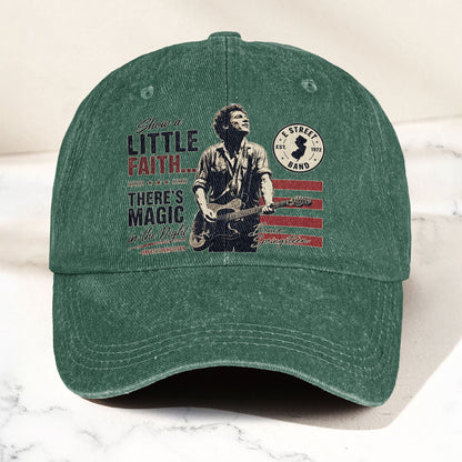 Bruce Springsteen Thunder Road Lyrics There's Magic In The Night Denim Cap – Retro Vintage Dad Cap Gift For Dad (With Box)