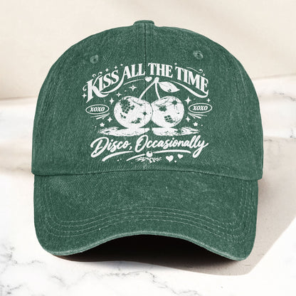 Harry Styles Kiss All The Time Disco Occasionally Denim Cap – Retro Vintage Dad Cap Gift For Dad (With Box)