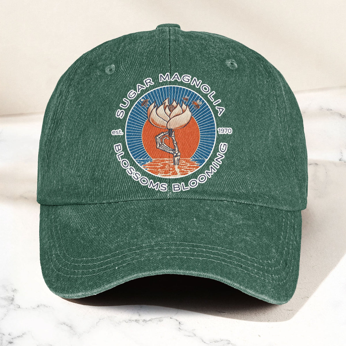 Grateful Dead Sugar Magnolia Blossoms Blooming Vintage Denim Cap – Retro Vintage Dad Cap Gift For Dad (With Box)