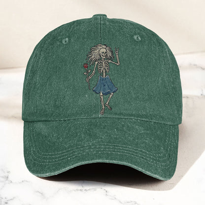 Grateful Dead Bertha Dancing Skeleton Rose Vintage Denim Cap – Retro Vintage Dad Cap Gift For Dad (With Box)