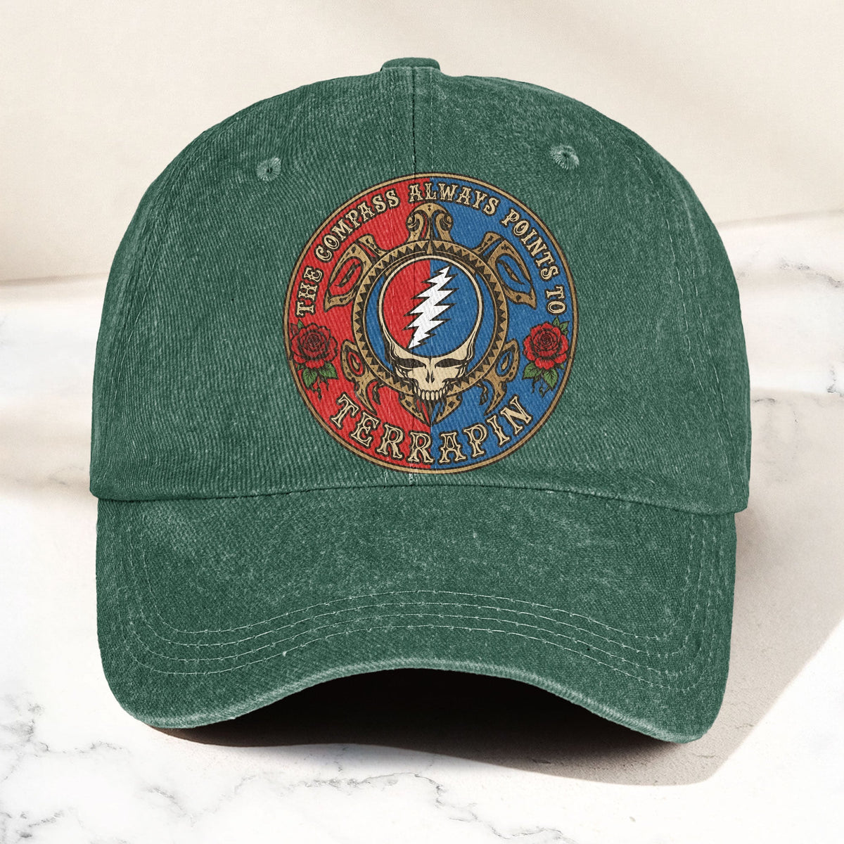 Grateful Dead Terrapin Station Compass Points Denim Cap – Retro Vintage Dad Cap Gift For Dad (With Box)