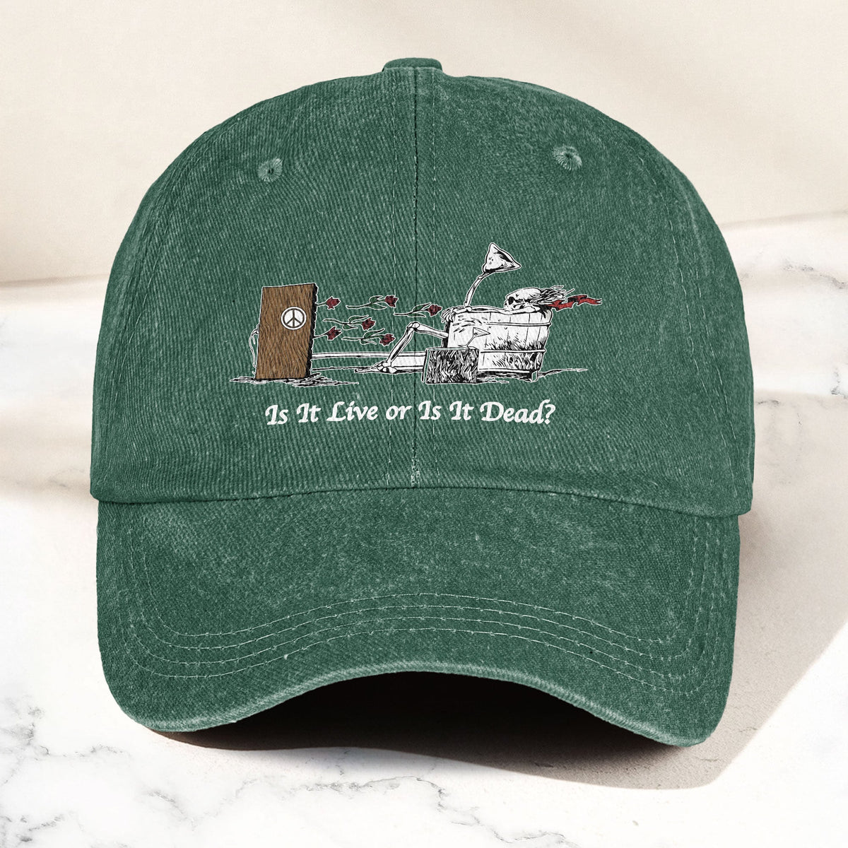 Grateful Dead Is It Live Or Is It Dead Music Merch Denim Cap – Retro Vintage Dad Cap Gift For Dad (With Box)
