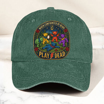 Grateful Dead When Confronted By Bears Dancing Bears Denim Cap – Retro Vintage Dad Cap Gift For Dad (With Box)