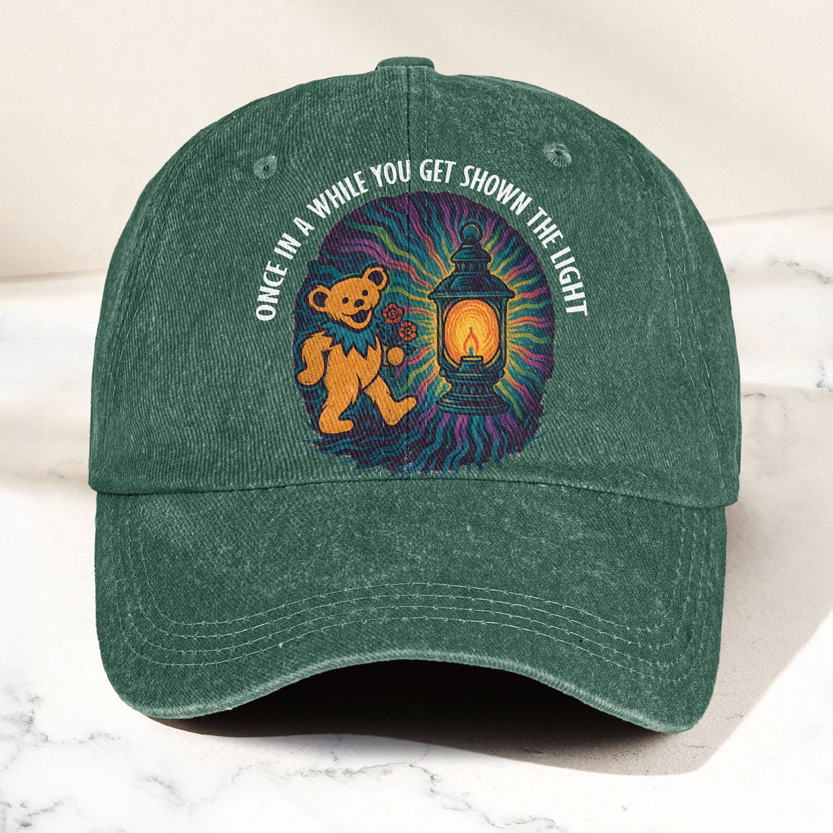 Grateful Dead Scarlet Begonias Shown The Light Dancing Bear Denim Cap – Retro Vintage Dad Cap Gift For Dad (With Box)