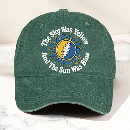 Grateful Dead Scarlet Begonias Lyrics Yellow Sky Blue Sun Denim Cap – Retro Vintage Dad Cap Gift For Dad (With Box)