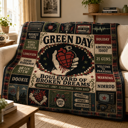 Green Day Punk Rock Quilt Blanket – Boulevard Of Broken Dreams In Every Stitch