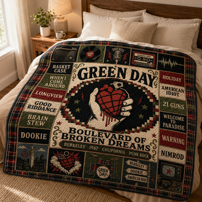 Green Day Punk Rock Quilt Blanket – Boulevard Of Broken Dreams In Every Stitch