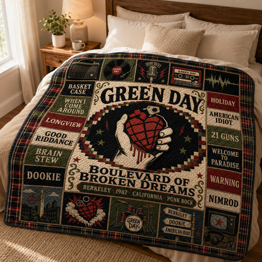 Green Day Punk Rock Quilt Blanket – Boulevard Of Broken Dreams In Every Stitch