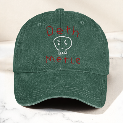 Death Metal Skull Deth Metle Denim Cap – Heavy Metal Emo Dad Cap Gift For Dad (With Box)