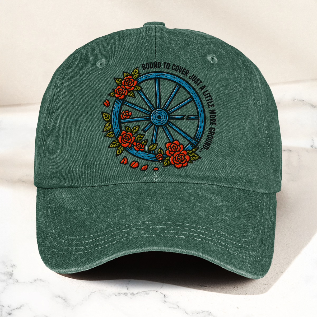 Grateful Dead Bound To Cover Just A Little More Ground Wheel Roses Denim Cap – Retro Vintage Dad Cap Gift For Dad (With Box)