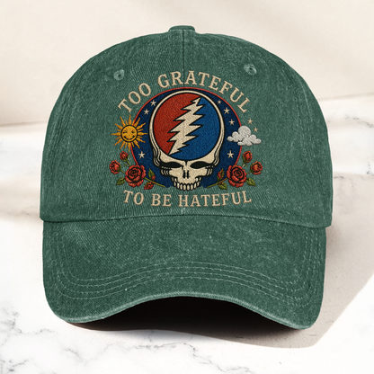 Grateful Dead Too Grateful To Be Hateful Vintage Dad Hat – Deadhead Camping Hat Gift