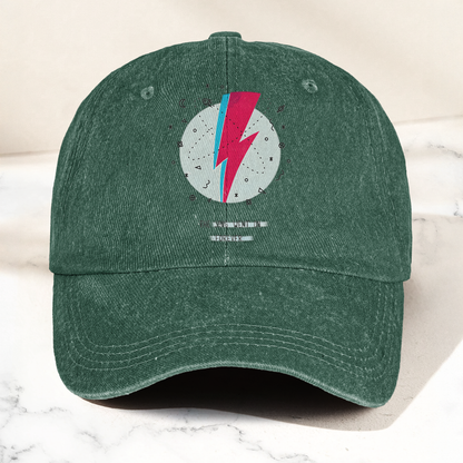 David Bowie Inspired Lightning Bolt Ziggy Stardust Denim Cap – Retro Music Fan Cap Gift For Dad (With Box)