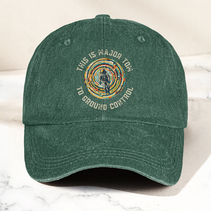 David Bowie This is Major Tom to Ground Control Denim Cap – Retro Punk Rock Music Fan Cap Gift For Dad (With Box)