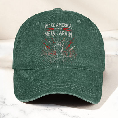 Make America Metal Again Denim Cap – Heavy Metal Emo Dad Cap Gift For Dad (With Box)