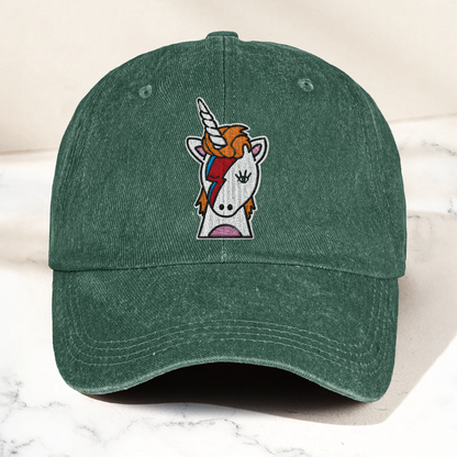 David Bowie Unicorn Lightning Bolt Denim Cap – Retro Music Fan Cap Gift For Dad (With Box)
