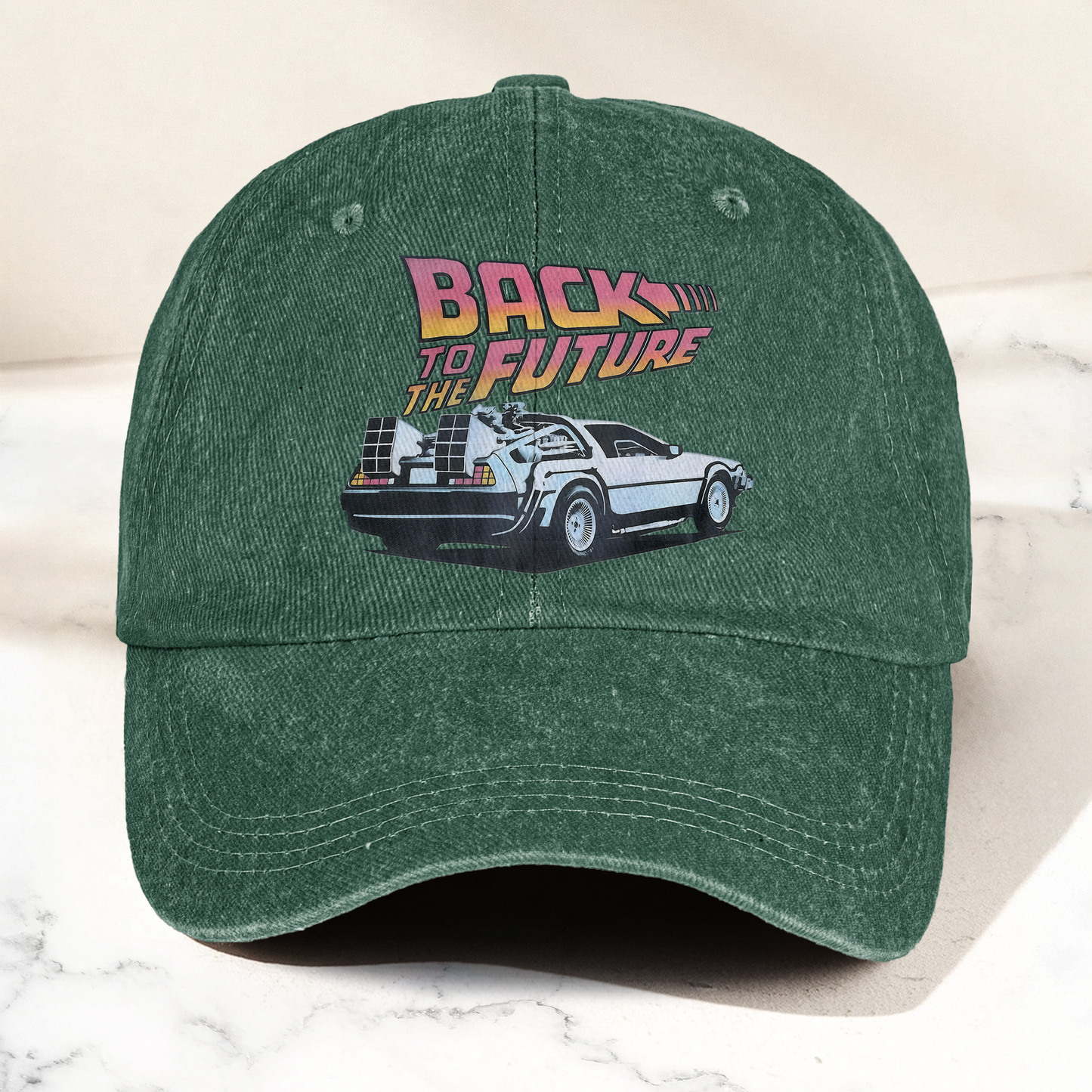 DeLorean Back to the Future Denim Cap – Classic Movie Inspired Style Dad Hat (With Box)