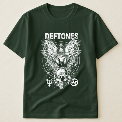 Deftones Owl and Skull T-Shirt – Retro Rock Music Band Deftones Merch Tee
