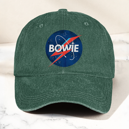 David Bowie NASA Lightning Bolt Logo Denim Cap – Retro Punk Rock Music Fan Cap Gift For Dad (With Box)