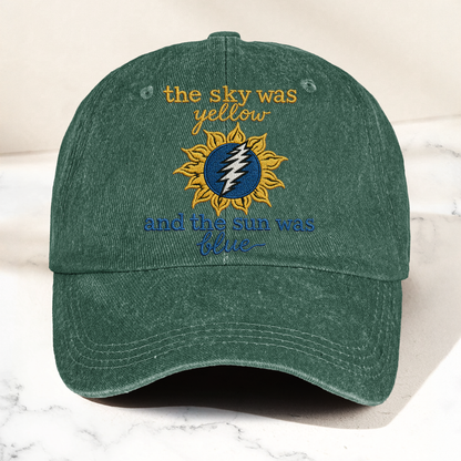 Grateful Dead The Sky was Yellow and the Sun was Blue Skull Denim Cap – Retro Vintage Dad Cap Gift For Dad (With Box)