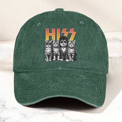 Hiss Cats Rock Kittens Denim Cap – Retro Hiss Band Merch Gift for Dad (With Box)