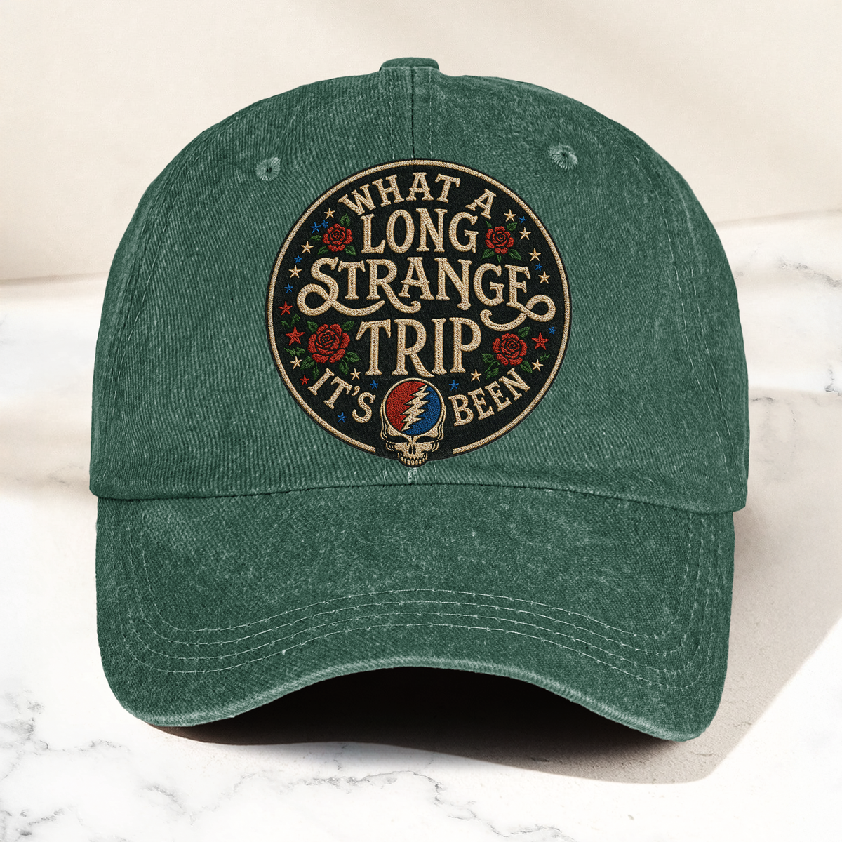 Grateful Dead What A Long Strange Trip It's Been Denim Cap – Retro Vintage Dad Cap Gift For Dad (With Box)