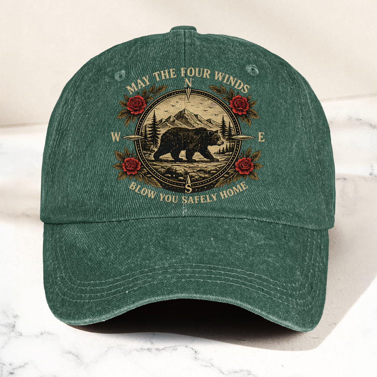 Grateful Dead Franklin's Tower May The Four Winds Blow You Safely Home Bear Nature Graphic Denim Cap – Retro Vintage Dad Cap Gift For Dad (With Box)