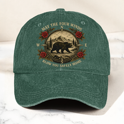 Grateful Dead Franklin's Tower May The Four Winds Blow You Safely Home Bear Nature Graphic Denim Cap – Retro Vintage Dad Cap Gift For Dad (With Box)
