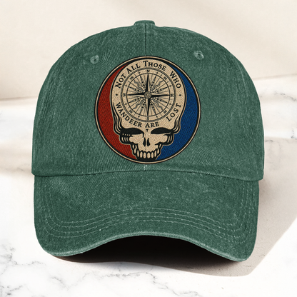 Grateful Dead Skull Not All Those Who Wander Are Lost Denim Cap – Retro Vintage Dad Cap Gift For Dad (With Box)