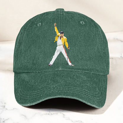 Vintage Freddie Mercury Denim Cap – Queen Band Tribute Merch Dad Hat (With Box)