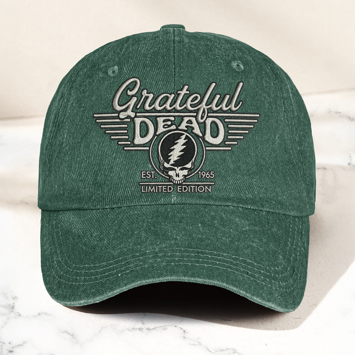 Grateful Dead Steal Your Face Est 1965 Denim Cap – Retro Vintage Dad Cap Gift For Dad (With Box)