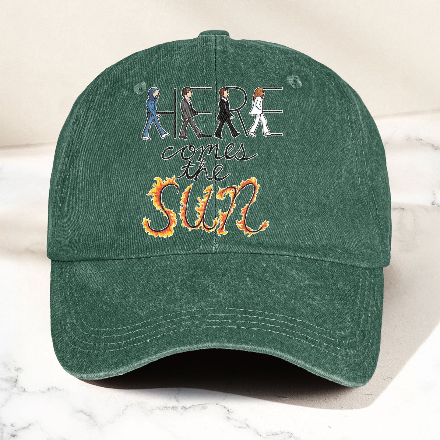 Here Comes the Sun Denim Cap – Retro The Beatles Tribute Merch Dad Hat (With Box)
