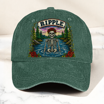 Grateful Dead Ripple Lyrics Skeleton River Nature Denim Cap – Retro Vintage Dad Cap Gift For Dad (With Box)