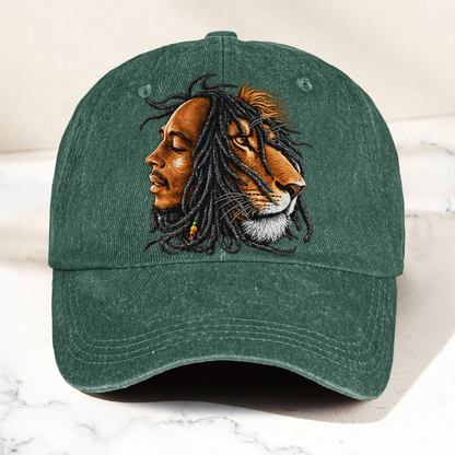 Bob Marley Lion of Judah Reggae Music Merch Vintage Rasta Graphic Denim Cap – Retro Vintage Dad Cap Gift For Dad (With Box)