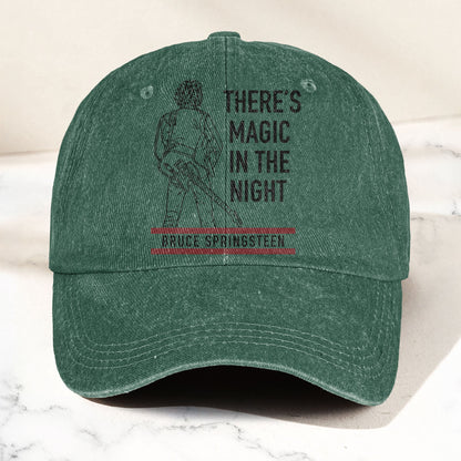 Bruce Springsteen Magic In The Night Black Version Denim Cap - Retro Vintage Dad Cap Gift For Dad (With Box)