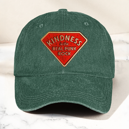 Kindness is the Real Punk Rock Denim Cap – Retro Punk Rock Music Fan Cap Gift For Dad (With Box)