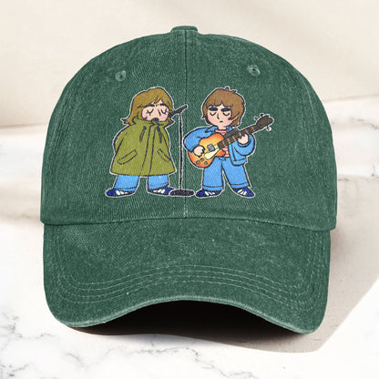 Noel & Liam Gallagher Oasis Denim Cap – Vintage Oasis Merch Gift for Dad (With Box)