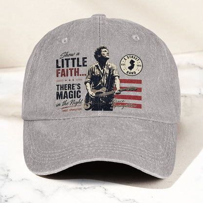 Bruce Springsteen Thunder Road Lyrics There's Magic In The Night Denim Cap – Retro Vintage Dad Cap Gift For Dad (With Box)