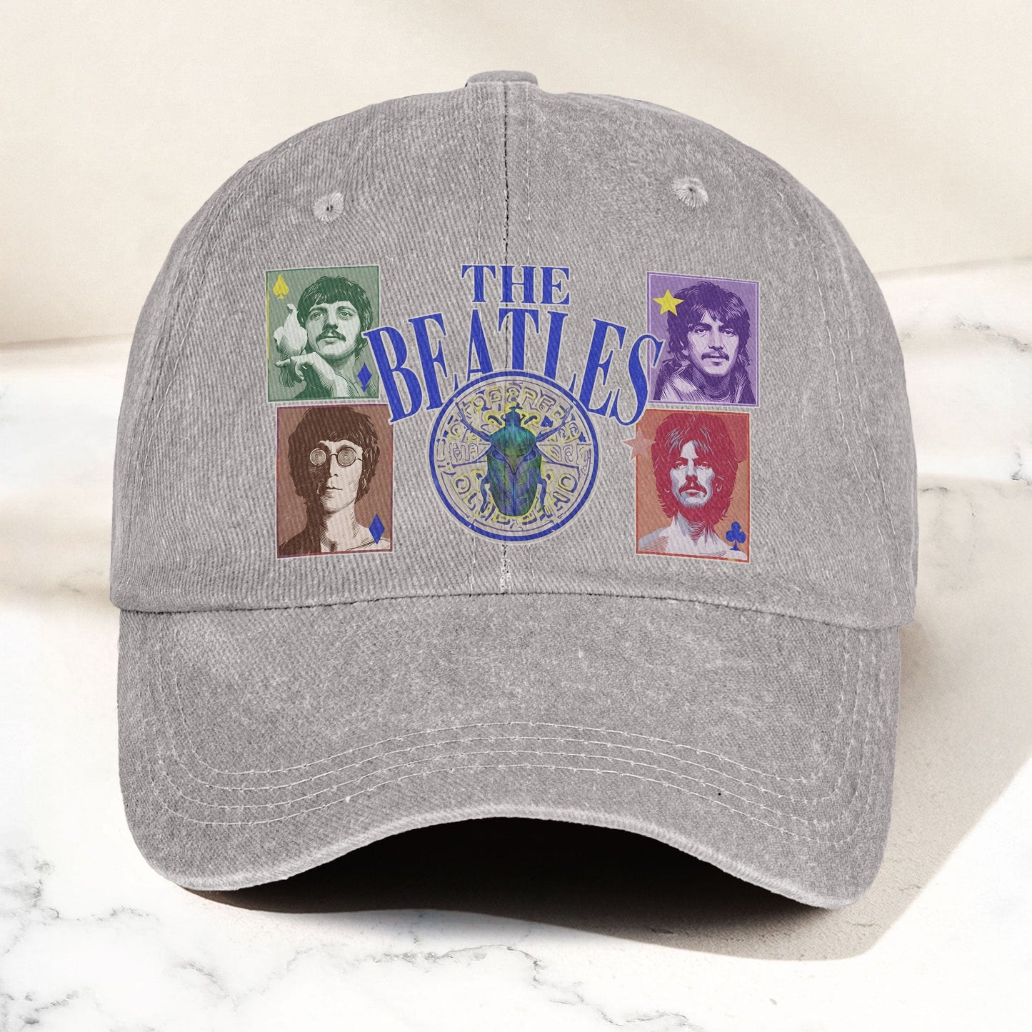 The Beatles Vintage Portraits Graphic Music Merch Denim Cap – Retro Vintage Dad Cap Gift For Dad (With Box)