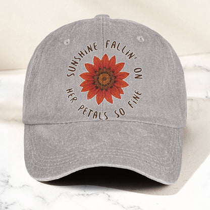 Grateful Dead Red Daisy Sunshine Fallin' On Her Petals So Fine Lyrics Music Merch Denim Cap – Retro Vintage Dad Cap Gift For Dad (With Box)
