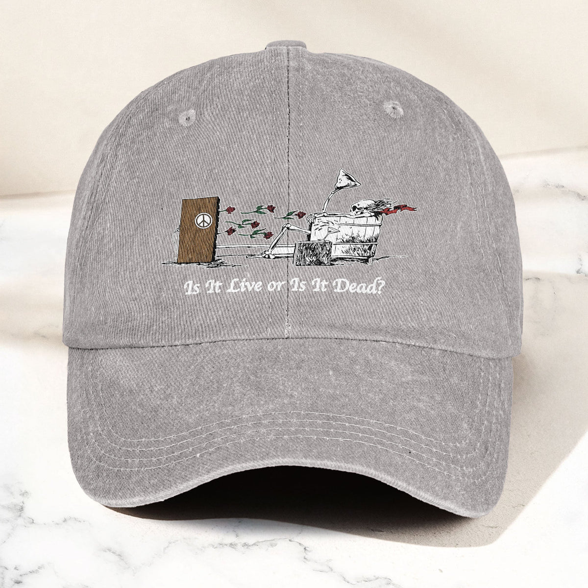 Grateful Dead Is It Live Or Is It Dead Music Merch Denim Cap – Retro Vintage Dad Cap Gift For Dad (With Box)