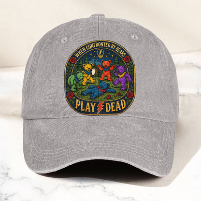 Grateful Dead When Confronted By Bears Dancing Bears Denim Cap – Retro Vintage Dad Cap Gift For Dad (With Box)