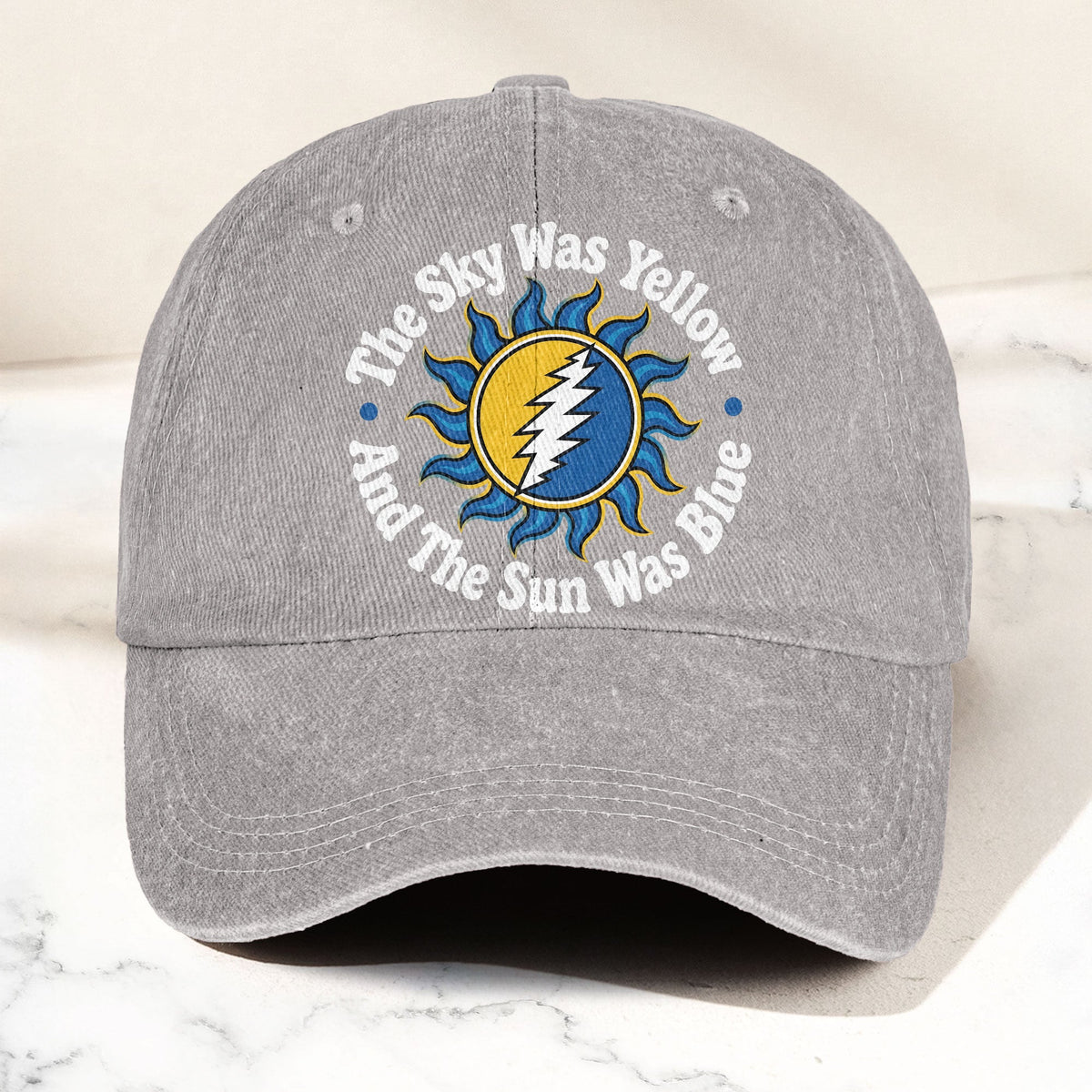 Grateful Dead Scarlet Begonias Lyrics Yellow Sky Blue Sun Denim Cap – Retro Vintage Dad Cap Gift For Dad (With Box)