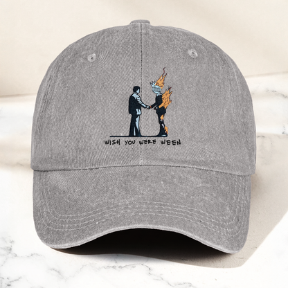 Wish You Were Ween Pink Floyd Denim Cap – Retro Pink Floyd Merch Gift for Dad (With Box)