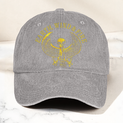 Earth Wind Fire Vintage Gold Egyptian Falcon Logo Denim Cap – Retro Vintage Dad Cap Gift For Dad (With Box)